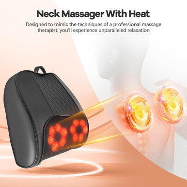 Neck And Back Massager With Heat - Cordless Rechargeable 4D Kneading Deep Tissue Massage Pillow, Neck Massager For Pain Relief Deep Tissue Ideal For Home, Office And Car