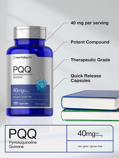PQQ 40mg 120 Capsules Maximum Strength Non GMO and Gluten Free Supplement Pyrroloquinoline Quinone Disodium Salt by Horbaach