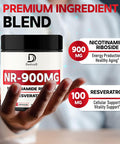Nad Nicotinamide Riboside Resveratrol 900Mg Plus Resveratrol 100Mg - Cellular Production & Restoration, Aging Well, Overall Vitality - 80 Capsules