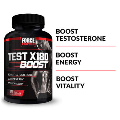 Test X180 Boost, 2-Pack, Testosterone Booster and Energy Supplement for Men, Boost Energy, Increase Stamina, and Enhance Vitality, with D-Aspartic and Fenugreek, Force Factor, 240 Tablets