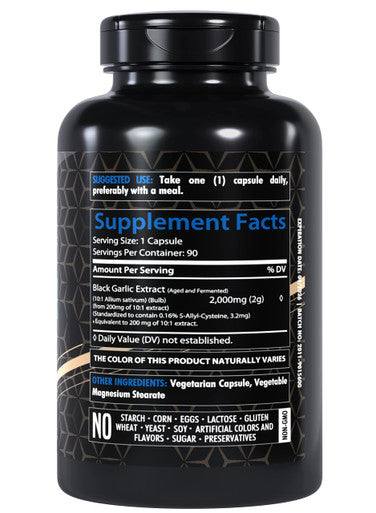 Healthfare Fermented Black Garlic Extract Dietary Supplement 2000Mg | 90 Caps | Maximum Strength | Non-Gmo | Gluten Free