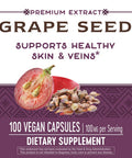 Nature's Way Premium Extract Standardized Grape Seed 95% Polyphenols, 100 mg per serving, 60 Capsules