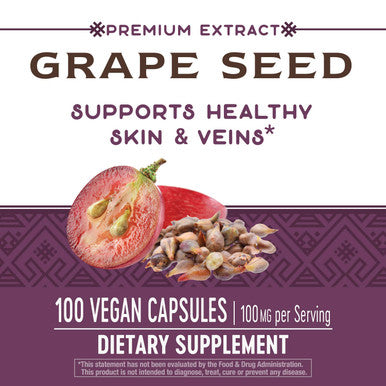 Nature's Way Premium Extract Standardized Grape Seed 95% Polyphenols, 100 mg per serving, 60 Capsules