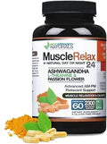 Relaxant Muscle Relax 24/7 Large 2300 Milligram Day/Night Use Capsules Maximum Strength Support with Valerian Passion Flower Magnesium