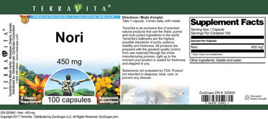 Terravita Nori - 450 Mg (100 Capsules, Zin: 520942)