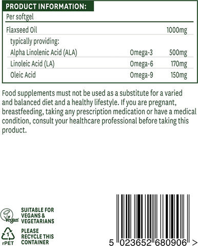 Natures Aid Flaxseed Oil Softgel Capsules 90 x 11.11 mg
