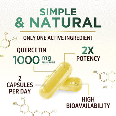 Nature'S Nutrition Quercetin 1000mg - Extra Strength Quercetin - Antioxidants & Bioflavonoids Support Immune & Respiratory Health - Nature's Dairy & Gluten Non-GMO Quercetin Supplement - 120 Veggie Capsules