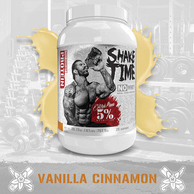 Rich Piana 5% Nutrition Shake Time | No-Whey 26G Animal Based Protein Drink | Grass-Fed Beef, Chicken, Egg | No , Dairy, or Soy (Vanilla Cinnamon)