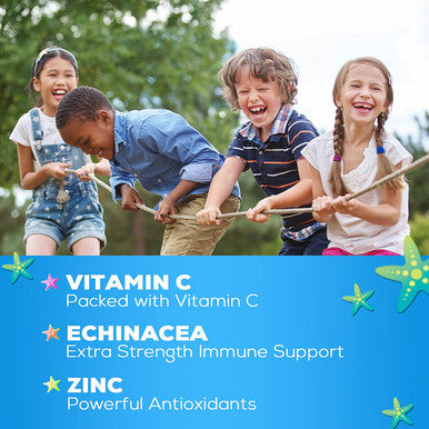 Kids Immune Support Gummy - with Vitamin C, Zinc & Echinacea - Tasty Fruit Flavored Vitamins, Non-GMO, Vegan, Natural Chewable Supplement for Children by Nature's Gummies - 60 Gummies