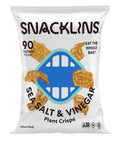SNACKLINS Plant Based Crisps SEA SALT & VINEGAR - Gluten Free, Grain Free, 100% Kosher, Vegan Healthy Snacks, Crunchy Puffed Snack, Only 100 Calories Per Bag - .9oz (Case of 12)
