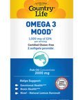 Country Life Omega 3 Mood 2000Mg Fish Oil With Epa & Dha 180 Softgels Certified Gluten Free
