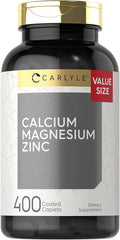 Carlyle Calcium Magnesium Zinc | 400 Caplets Value Size | Vegetarian, Non-GMO, Gluten Free Supplement