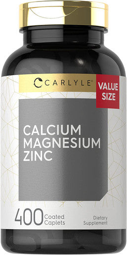 Carlyle Calcium Magnesium Zinc | 400 Caplets Value Size | Vegetarian, Non-GMO, Gluten Free Supplement