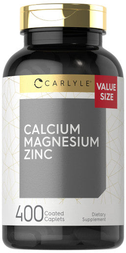 Calcium Magnesium Zinc | 400 Caplets Value Size | Vegetarian, Non-Gmo, Gluten Free Supplement | By Carlyle