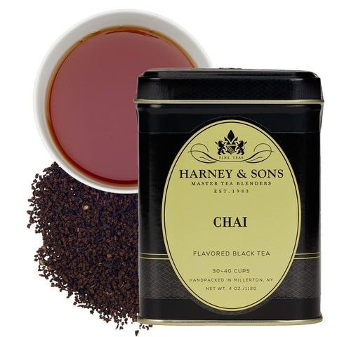 Harney & Sons Herbal Hot Cinnamon Spice Rooibos Tea Tin, 4 oz | Caffeine-free rooibos with cinnamon, orange peel, and cloves. No sugar added.