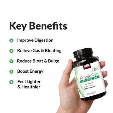 ProbioSlim + Prebiotic Fiber, Metabolism Booster for Women & Men, Digestive Health Support, Green Tea Extract and Psyllium Husk Fiber, Force Factor, 120 Count (Pack of 2)