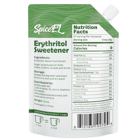 SPICEEL Monk Fruit Sweetener with Erythritol - White Sugar Substitute, Coffee, Tea, Gluten Free, Vegan, Sugar Replacement(1lb) (Pack of 2)