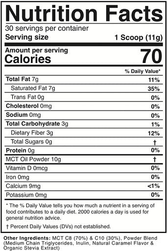 Dr. Colberts Keto Zone MCT Oil Powder Caramel Flavor 70 C8 30 C10 All Natural Keto Approved for Ketosis 0 Net Carbs Gluten Free 30 Day Supply 330g