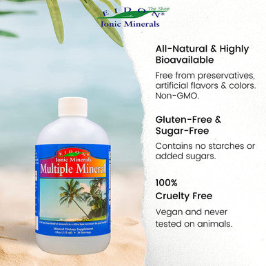 Eidon Multiple Minerals Supplement Minerals for Water Liquid Vitamins AllNatural Bioavailable Ionic Vegan Gluten No Additives or Preservatives 18 Ounce Bottle