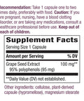 Nature's Way Premium Extract Standardized Grape Seed 95% Polyphenols, 100 mg per serving, 60 Capsules