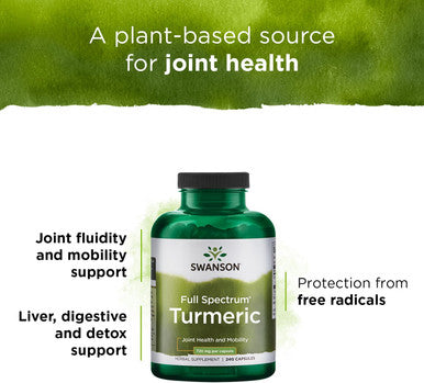 Swanson Turmeric Antioxidant Joint Health Cardiovascular Liver Detox Mood and Memory Support Supplement Curcuma Longa (Rhizome) 720 mg 240 Capsules 120 Servings 1.44 Grams per Serving