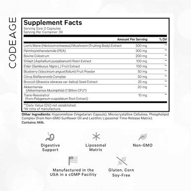 Codeage Glp-Harmony Companion+ Supplement - Glp-1 Agonist Support - Lion'S Mane, Pea, Colostrum, Shilajit, Akkermansia, Elder, Citrus Bioflavonoids, Broccoli, Resveratrol - Non-Gmo - 60 Capsules
