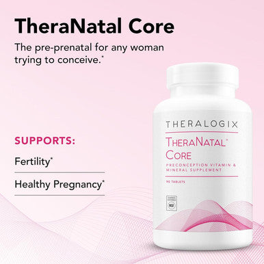 Theralogix TheraNatal Core Preconception Vitamin Supplement - 90-Day Supply - Prenatal Vitamins & Fertility Supplement for Women with Folate Vitamin D3 Choline & More - NSF - 90 Tablets