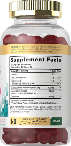 Carlyle Stress Support Gummies | 50 Count | with GABA and L-Theanine | Strawberry Lemon Flavor | Non-GMO Gluten Supplement