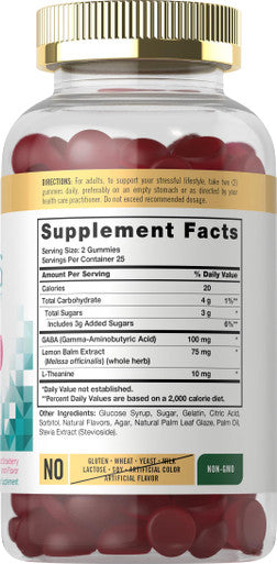 Carlyle Stress Support Gummies | 50 Count | With Gaba And L-Theanine | Natural Strawberry Lemon Flavor | Non-Gmo, Gluten Free Sup