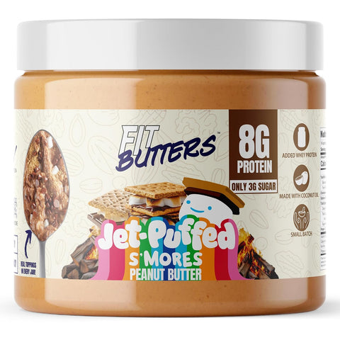 Fit Butters Birthday Cake Cashew Almond Butter Spread - Added Protein and Coconut Oil, Low Carb, Low Sugar, Gluten Free, Complete Protein Dessert Flavored Nut Butter