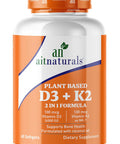 Aitnaturals Plant-Based Vitamin D3 (4000 IU) + K2 (MK7) with Organic Coconut Oil - 60 Softgels | Supports Bone Health Boosts Immune Function Enhances Muscle Strength & Optimizes Calcium Absorption