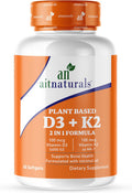 Aitnaturals Plant-Based Vitamin D3 (4000 IU) + K2 (MK7) with Organic Coconut Oil - 60 Softgels | Supports Bone Health Boosts Immune Function Enhances Muscle Strength & Optimizes Calcium Absorption