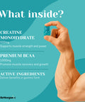 BeMorganic Premium Creatine Gummies - 5000mg Creatine Monohydrate with BCAAs - Muscle Recovery & Performance Support - Sugar-Free - 60 Count