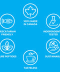 Deepmarine Collagen 100 Canadian Made Collagen Peptides Wild-Caught Collagen Powder Hydrolyzed Marine Collagen - 30 Day Supply - Gluten-Free Tasteless Odourless Keto And Paleo Friendly