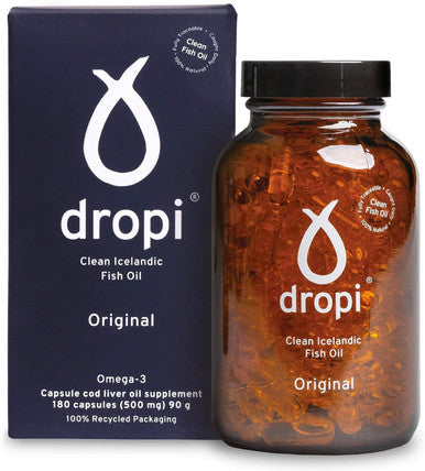 Dropi Omega 3 Fish Oil 500mg 180 Capsules Maximum Strength Omega 3s EPA DHA Vitamin A and D Natural and Extra Virgin Cod Liver Oil Supplement for Immune System Brain Health and Joint Support