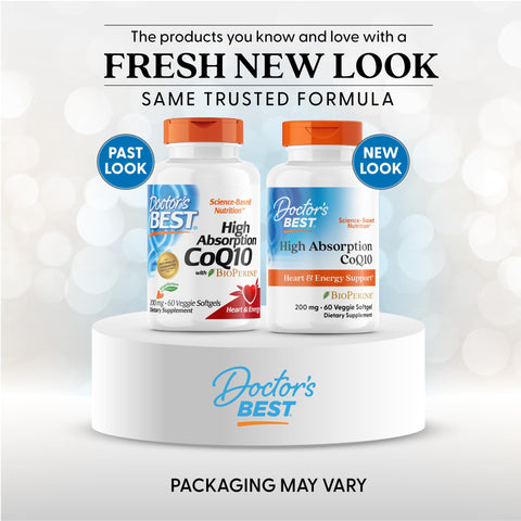 Doctor'S Best High Absorption Coq10 200Mg With Bioperine Supplement - Coenzyme Q10 Softgels For Heart Health & Antioxidant Support Coq10 200 Mg For Women & Men Non Gmo 60 Veg Softgels