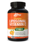 NutriFlair Liposomal Vitamin C 1700mg 180 Capsules High Absorption Fat Soluble VIT C Higher Bioavailability Immune System Support and Collagen Booster NonGMO Vegan Pills