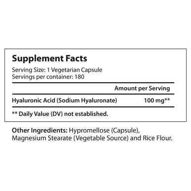LongLifeNutri Hyaluronic Harmony: 100Mg Ha, 180 Vegetarian Capsules For Optimal Knee & Joint Care, Enhanced Skin Elasticity, And Youthful Glow