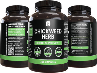 PURE ORIGINAL INGREDIENTS Chickweed Herb, (365 Capsules), No Magnesium Or Rice Fillers, Always Pure, Lab Verified