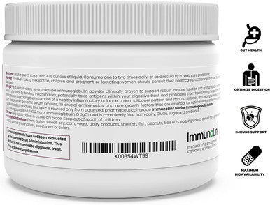 Elite IgG Immunoglobulin Supplement 1100 mg IgG IGA IgM 60 Servings Unflavored Powder Serum Derived Immunolin Dairy Free Clinically Proven Lab Tested Non GMO