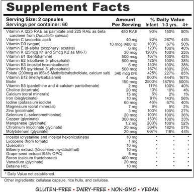 Super MiniMulti Childrens Multivitamin Swallowable Capsules with Methyl Folate Methyl B12 and Coenzyme B Vitamins for Growth Focus Brain Health 120 Capsules