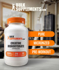 Bulksupplements.Com Creatine Monohydrate Capsules - Micronized Creatine Monohydrate, Creatine Pills - 7 Creatine Capsules Per Serving, 5000Mg, Gluten Free, 210 Capsules (Pack Of 1)