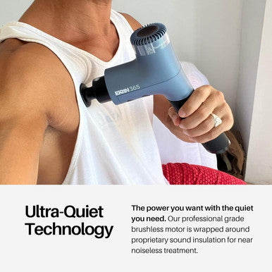 Ekrin Athletics 365 Massage Gun - Ergonomic Deep Tissue Back & Neck Massager For Pain Relief & Soreness - 4 Speeds & Attachments - Long Battery Life & Noise Insulation