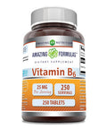 Amazing Formulas Vitamin B6 Pyridoxine 25Mg 250 Tablets Supplement | Non Gmo | Gluten Free | Made In Usa