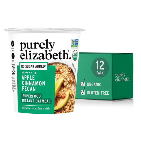 Purely Elizabeth, Vanilla Pecan, Collagen Oatmeal Cups With Nut Butter Packet, Gluten-Free, 2 Ounce (Pack of 12)