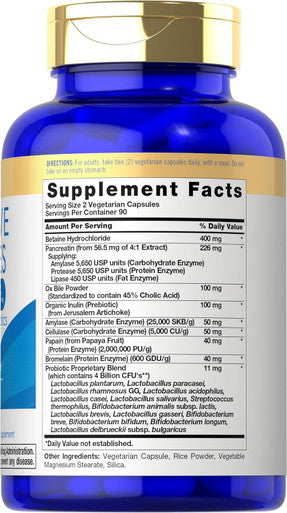 Carlyle Digestive Enzymes | with Probiotics & Prebiotics | 180 Capsules | Non-GMO and Gluten Supplement for Men & Women