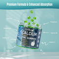 Calcium Magnesium Zinc Gummies 600Mg With Vitamin D3 K2, 120 Gummies Plant Based Sugar-Calcium Gummies High Absorption Complex Calcium Supplement 70+ Trace Minerals For Bone Strength, Vegan