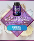 Calcium Supplement For Women 1200 Mg Plus 1600Iu Vitamin D3, Bone Health, Teeth & Immune Support - Calcium With Extra Strength Vitamin D High Absorbable Premium Calcium Carbonate - 60 Tablets