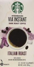 Starbucks VIA Instant Coffee, Dark Roast Coffee, Italian Roast, 100% Arabica, Single-Serve, 1 Box (50 Packets)