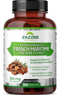 Zazzee Extra Strength French Maritime Pine Bark Extract, 350 Mg Per Capsule, 180 Vegan Capsules, 95% Proanthocyanidins, 6 Month